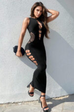 Cutout Lace-Up Sleeveless Maxi Dress