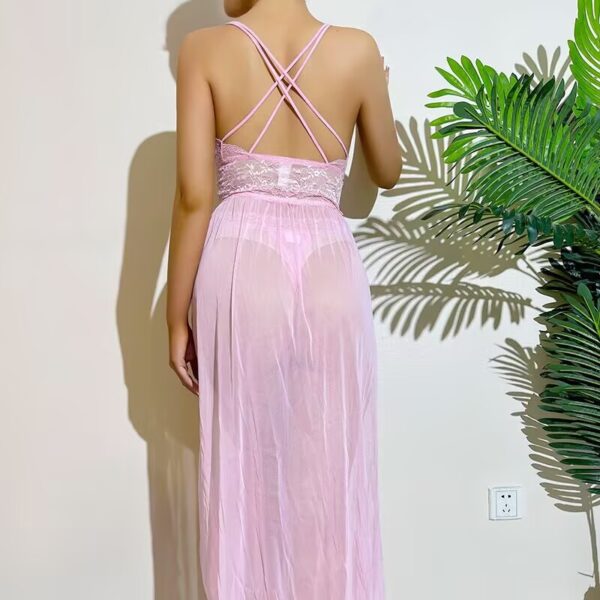 Noir Lace Sheer Maxi Lingerie Gown