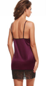 Satin & Lace Trim Deep V Chemise