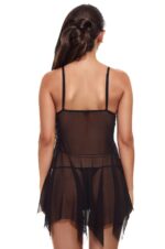 Midnight Lace Whisper Sheer Babydoll & Robe Set