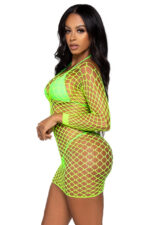 Neon Net Long Sleeve Dress