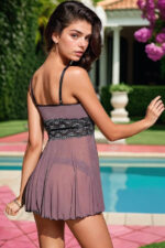 Metallic Lace Flyaway Lingerie Babydoll