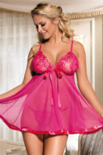 Floral Lace Babydoll with Decorative Bow