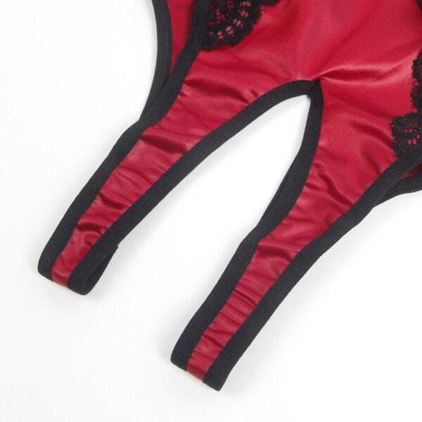 Burgundy Lace-Up Teddy with Detachable Garters