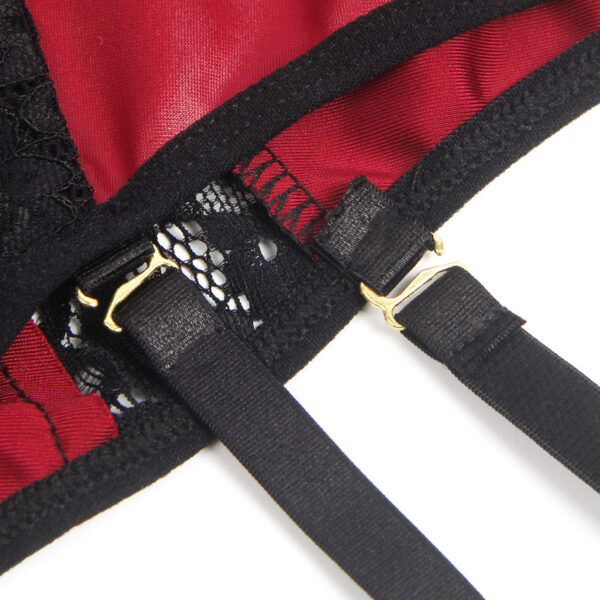 Burgundy Lace-Up Teddy with Detachable Garters