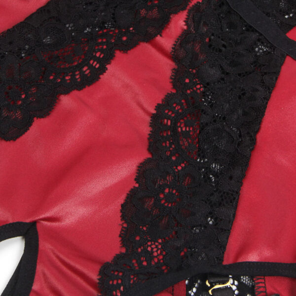 Burgundy Lace-Up Teddy with Detachable Garters