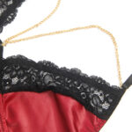 Burgundy Lace-Up Teddy with Detachable Garters