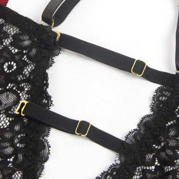 Burgundy Lace-Up Teddy with Detachable Garters