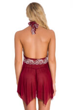 High Neck Contrast Lace Babydoll