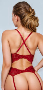 Black Daisy Lace Crotchless Teddy