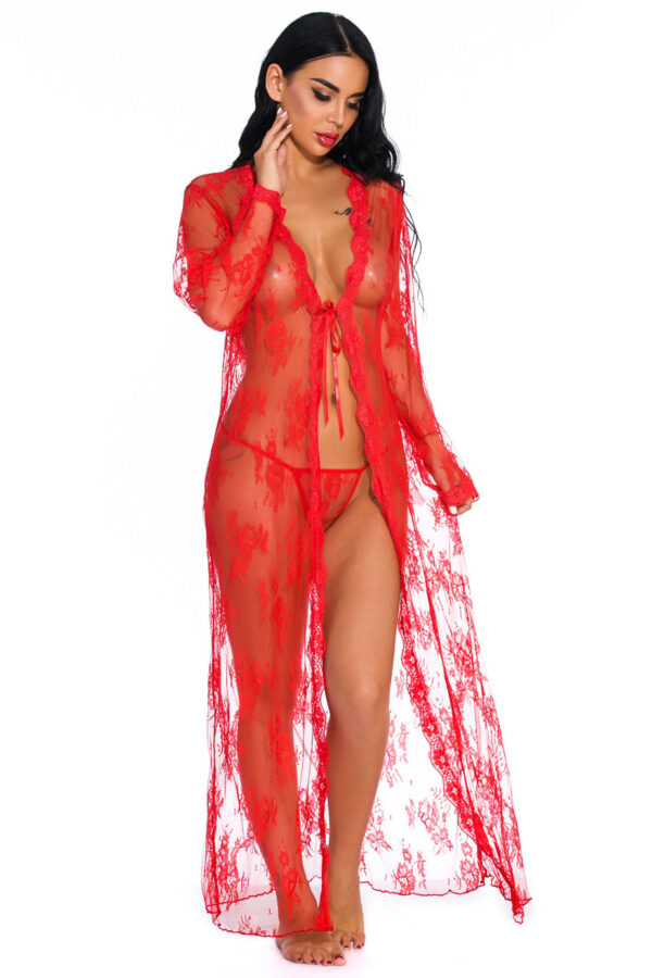 Long Lace Flyaway Robe