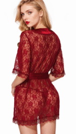 Lace Short Sleeve Lingerie Robe