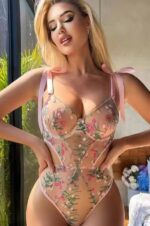 Elegance in Bloom Embroidered Mesh Bodysuit