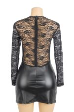 Midnight Lace & Faux Leather Mini Dress