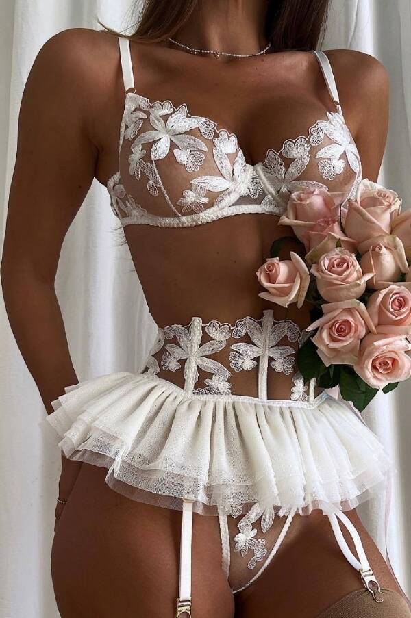 Floral Tulle Ballerina Bra & Skirt Set