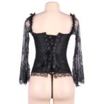 Red Lace Off Shoulder Corset Lingerie Set