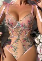 Elegance in Bloom Embroidered Mesh Bodysuit