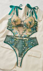 Elegance in Bloom Embroidered Mesh Bodysuit