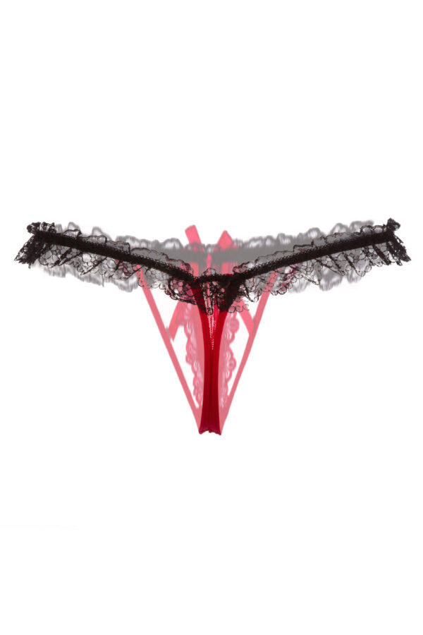 Flirty Ruffled Crotchless Pearl Thong