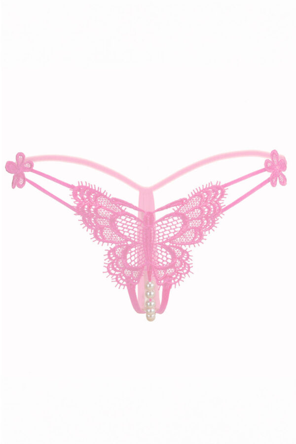 Butterfly and Pearls Crotchless Thong