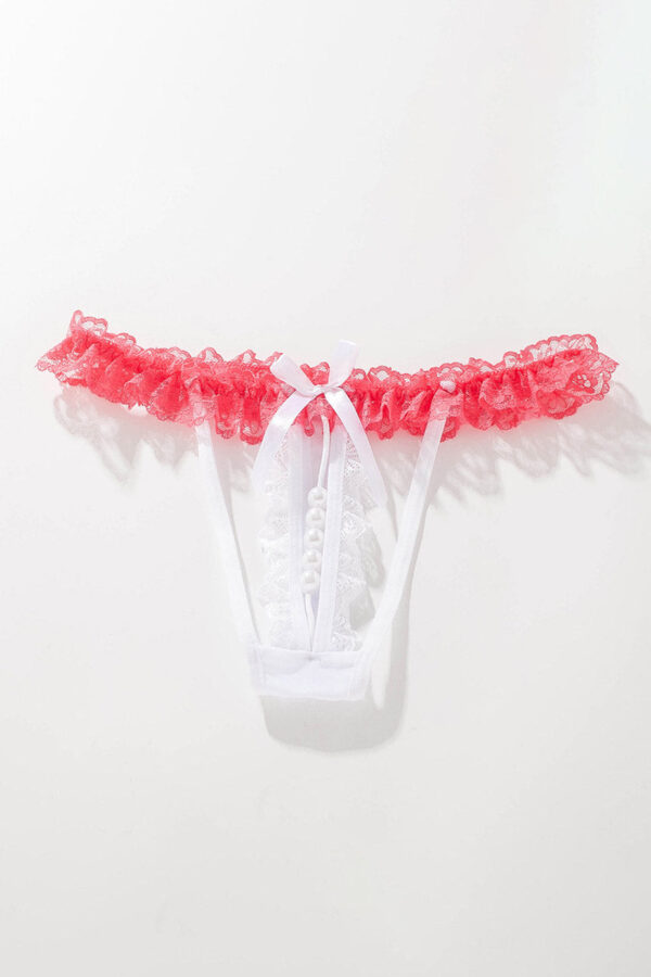Crotchless ruffle Lace Thong