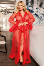 Plus Size Sheer & Feather Robe