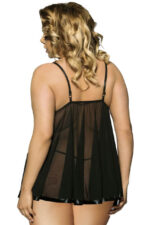 Plus Size Floral Lace & Sheer Mesh Babydoll