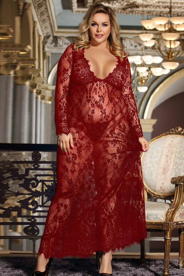 Plus Size Long V-Neck Nightgown