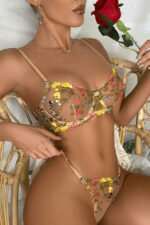 Embroidered Floral Bra & Bikini Set