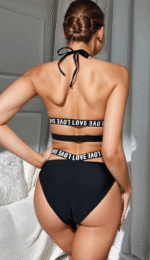 Letter Band High-Waist Swim Set