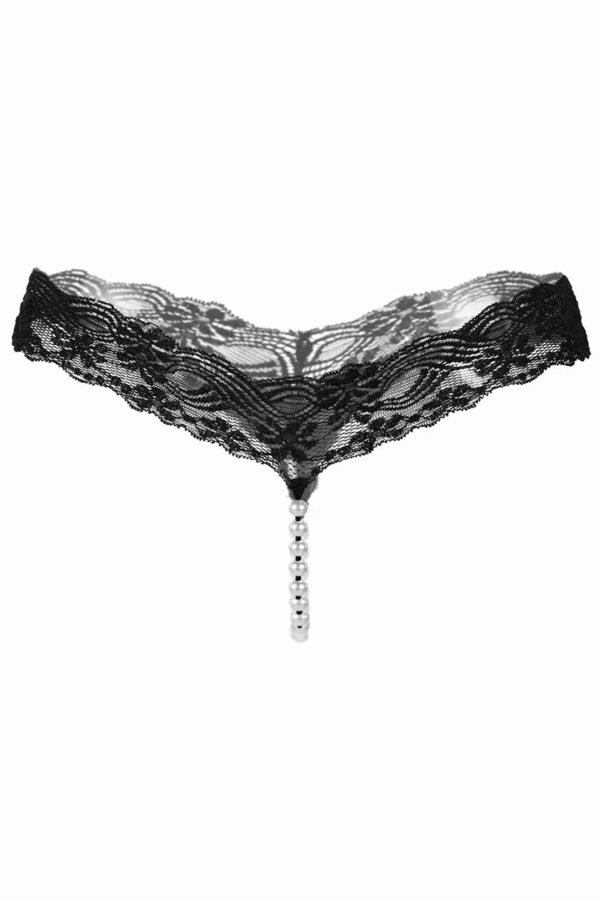 Lace Pearl Crotch Thong