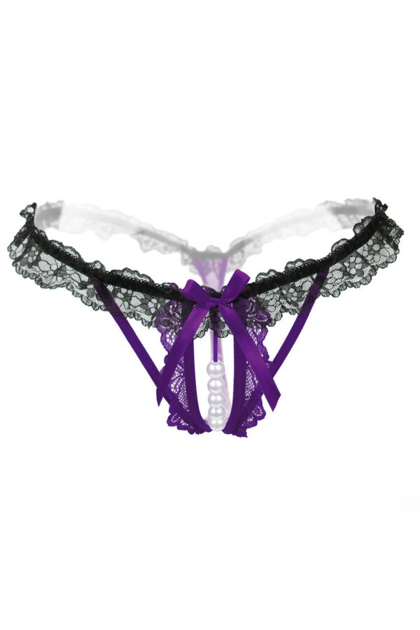 Ruffled Lace Pearl Thong