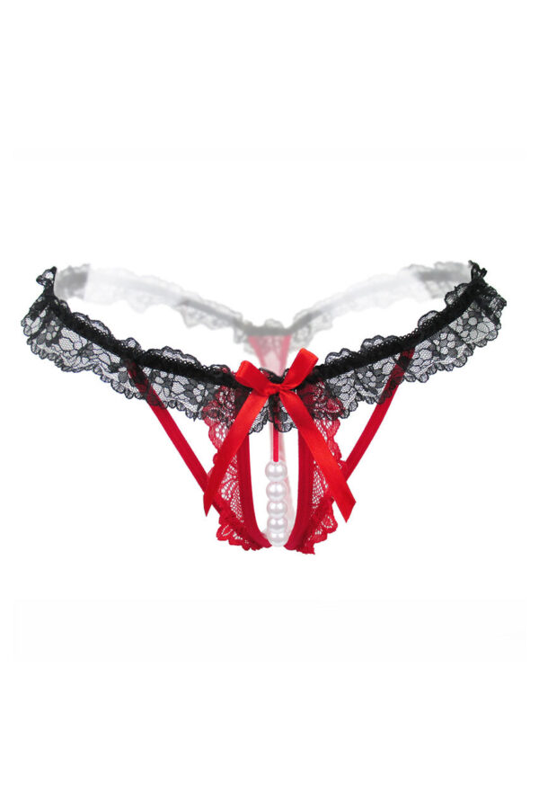 Ruffled Lace Pearl Thong