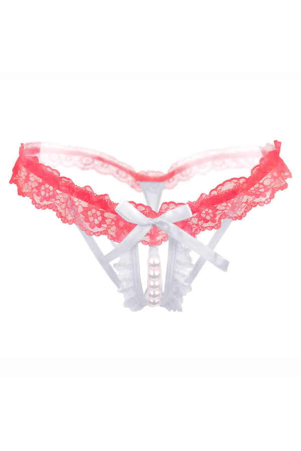 Ruffled Lace Pearl Thong