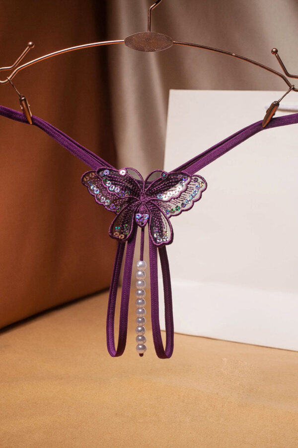 Strappy Butterfly Pearl Crotch Thong