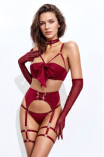 Wine & Lace Garter Set with Opera Gloves