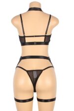 Leopard Print Strappy Harness Lingerie Set