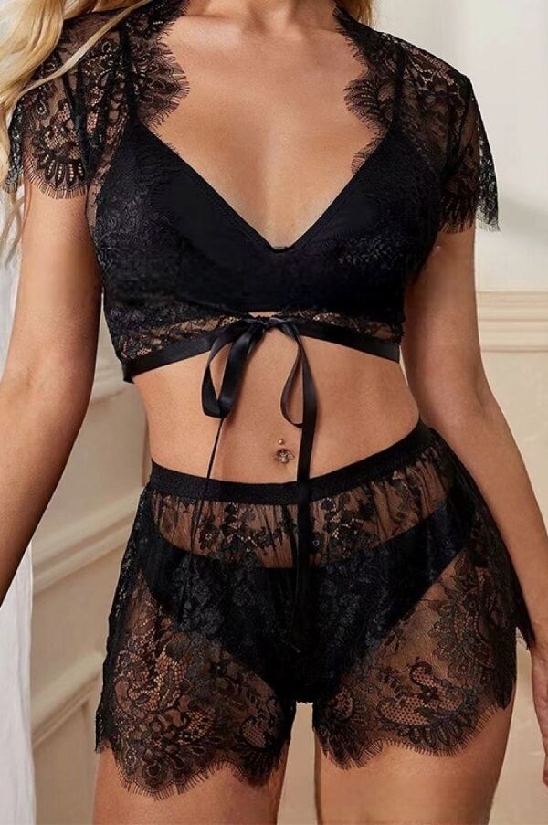 Peacock Lace Bra & Shorts Set