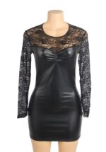 Midnight Lace & Faux Leather Mini Dress