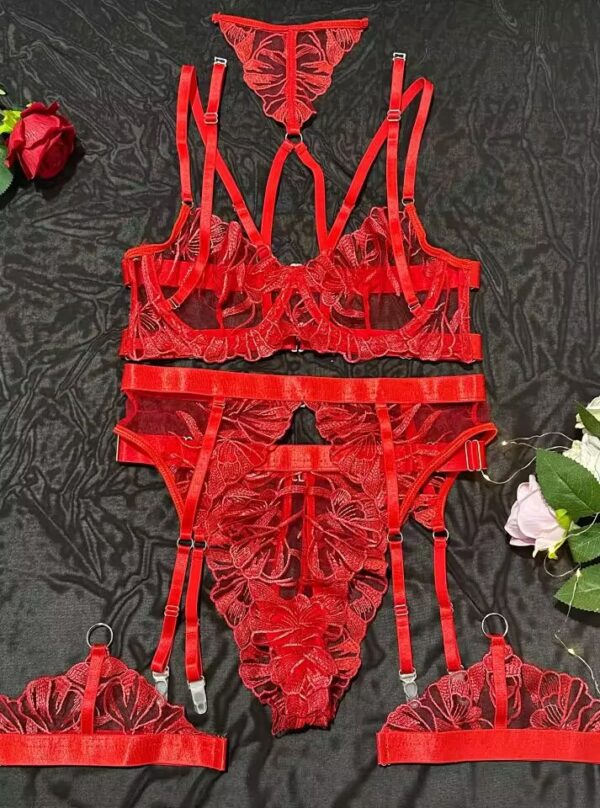 Black Floral Lace Lingerie Set