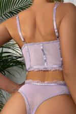 Delicate Grey Lace Bralette & Brief Set