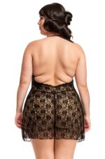 Plus Size Sheer Daisy Lace Halter Dress