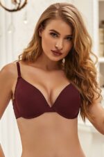 Wine Red Push-Up Plunge Bra