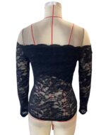 Burgundy Off-Shoulder Lace Bodysuit