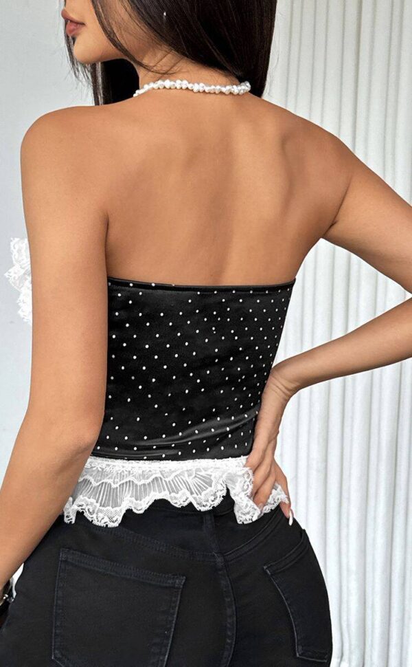Lace Trim Polka Dot Corset