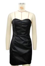Sultry Leather Strapless Mini Dress