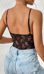 Scalloped Lace Plunge Teddy Bodysuit