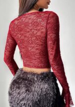 Burgundy Lace Corset Top