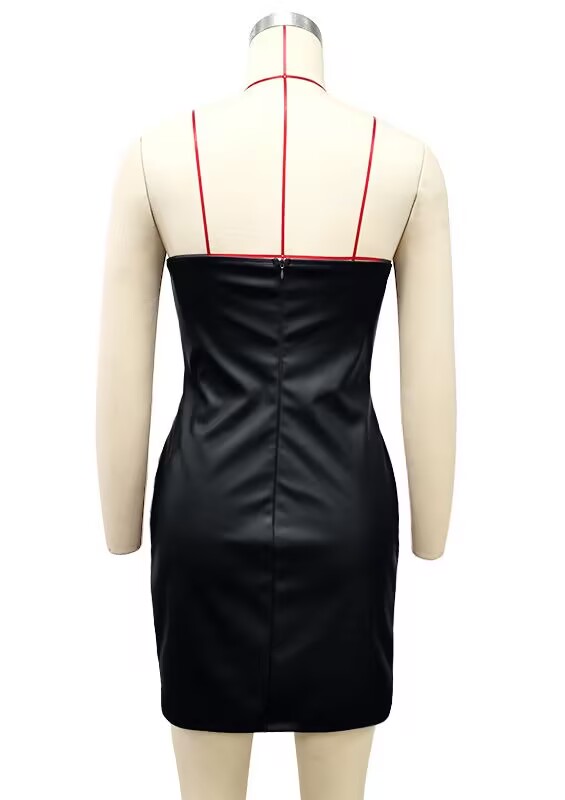 Sultry Leather Strapless Mini Dress