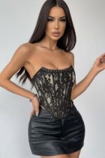 Black Lace Strapless Corset Top